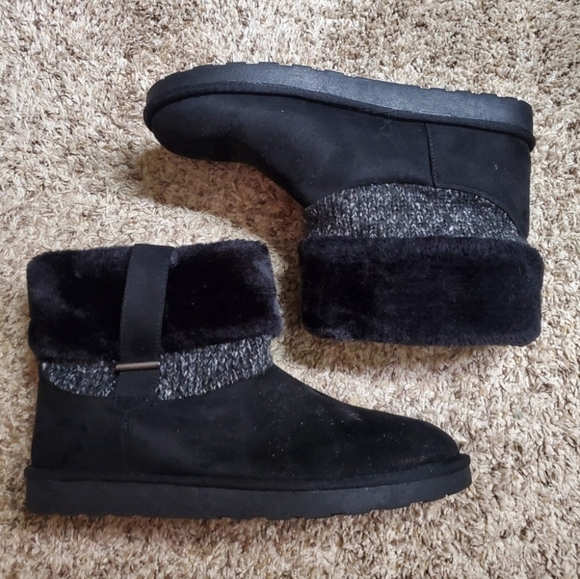 Women's Black Snow Ankle Boots - Picture 2 of 2